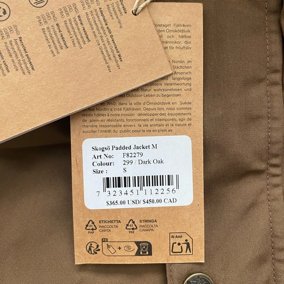 Fjallraven Mens Skogso Padded Jacket Small Dark Oak - Picture 5 of 14